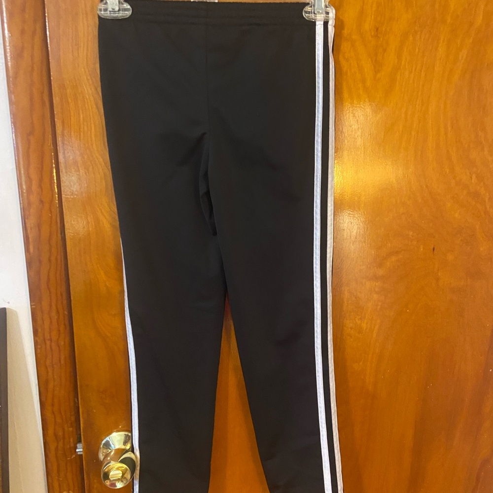Adidas Kids Black Joggers with White Stripes - Picture 2 of 4